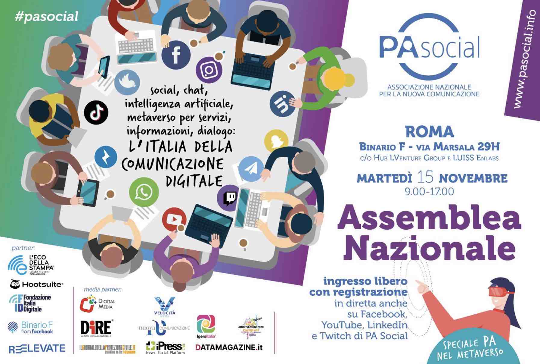 Oggi l’Assemblea Nazionale di PA Social a Roma